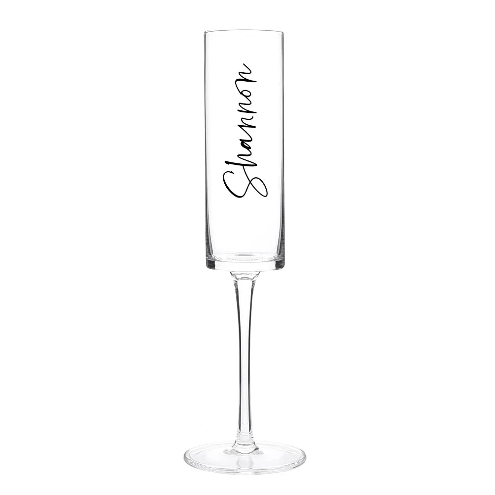Personalized champagne glasses set for bride and groom