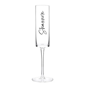 Personalized champagne glasses set for bride and groom