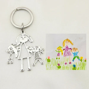Personalized kids drawing keychain and necklace converted from child artwork
