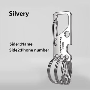 personalized keychain engraved with  name and phone number