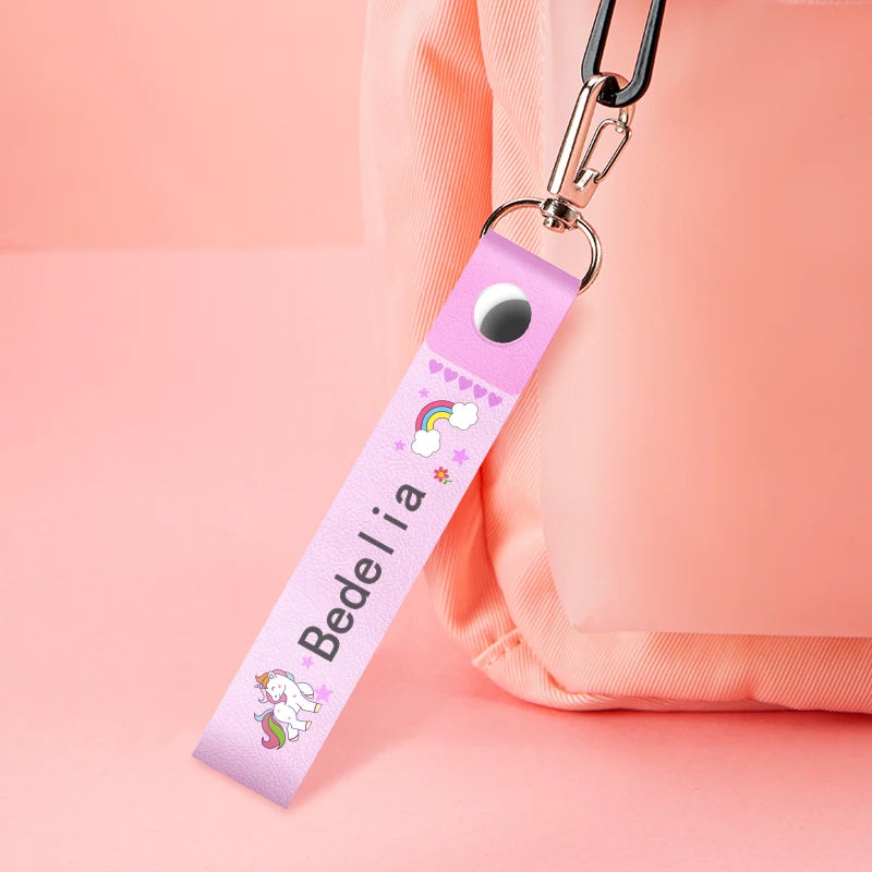 personalized kids keychain with woven leather rope