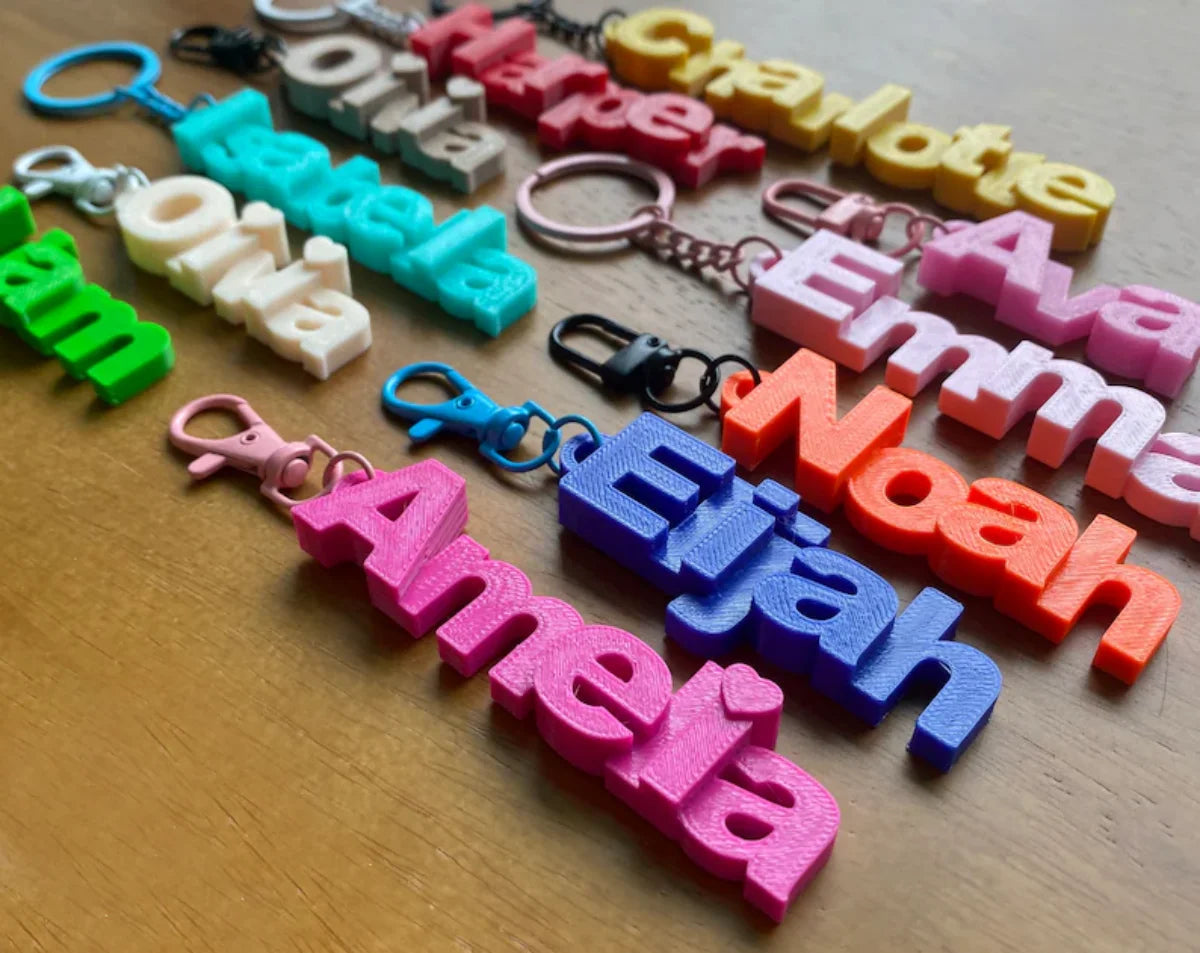 personalized letter name keychain with bold colors
