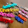 personalized name acrylic keychains in colorful 3d letters