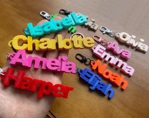 personalized name acrylic keychains in colorful 3d letters