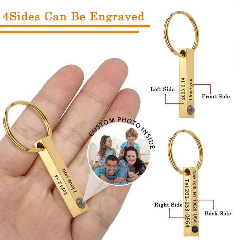 personalized stainless steel keychain gift for couples