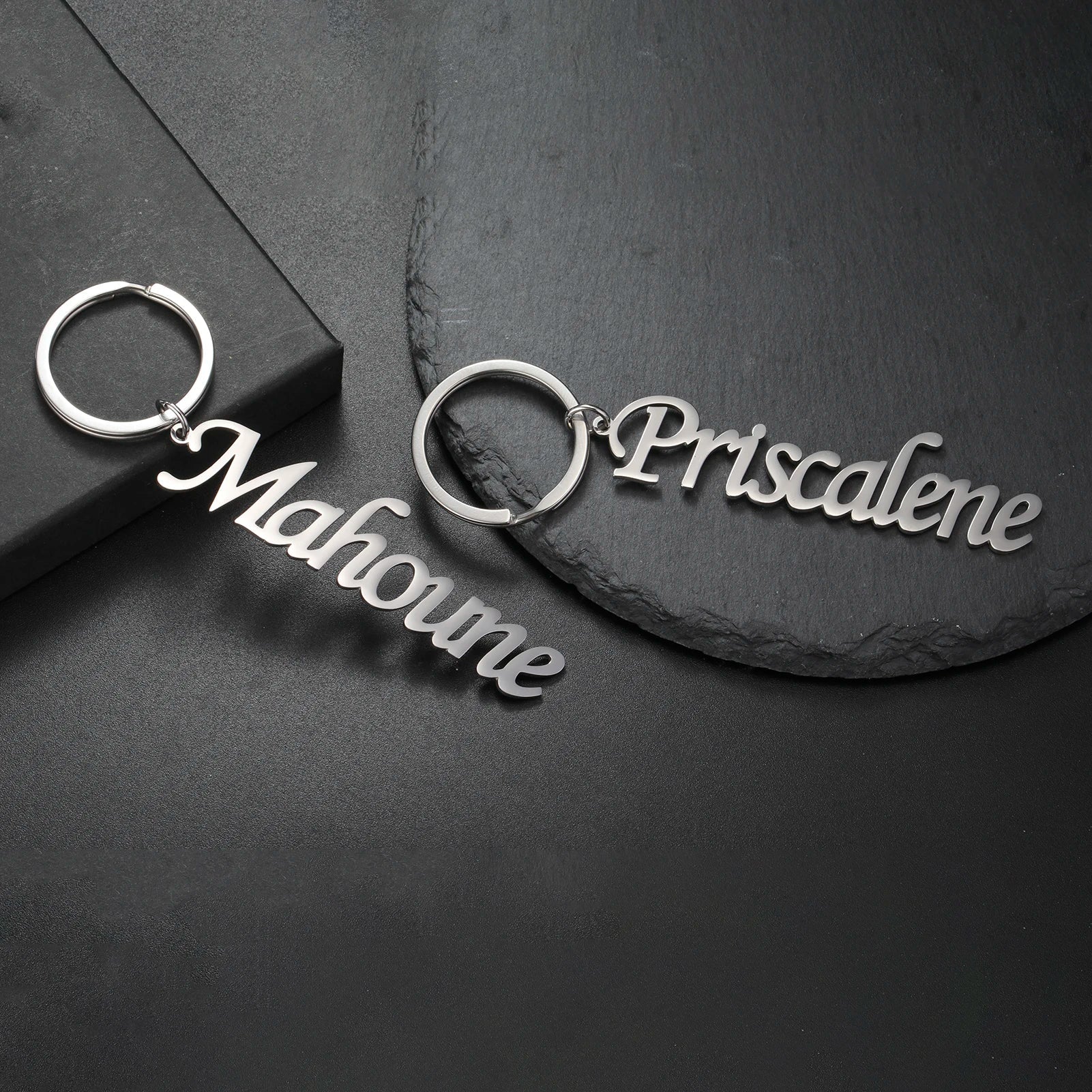 personalized stainless steel name keychain custom letter design