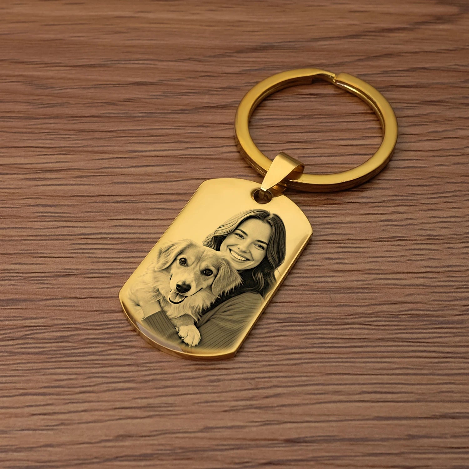 Custom stainless steel photo keychain for pet memorial keepsak