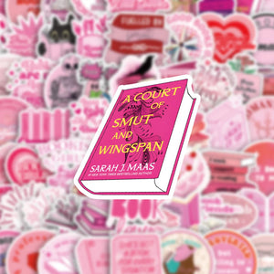 pink bookish sticker with aesthetic romance book design