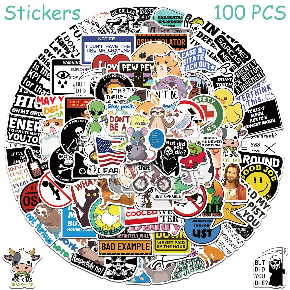 prank meme stickers with mixed themes and colors
