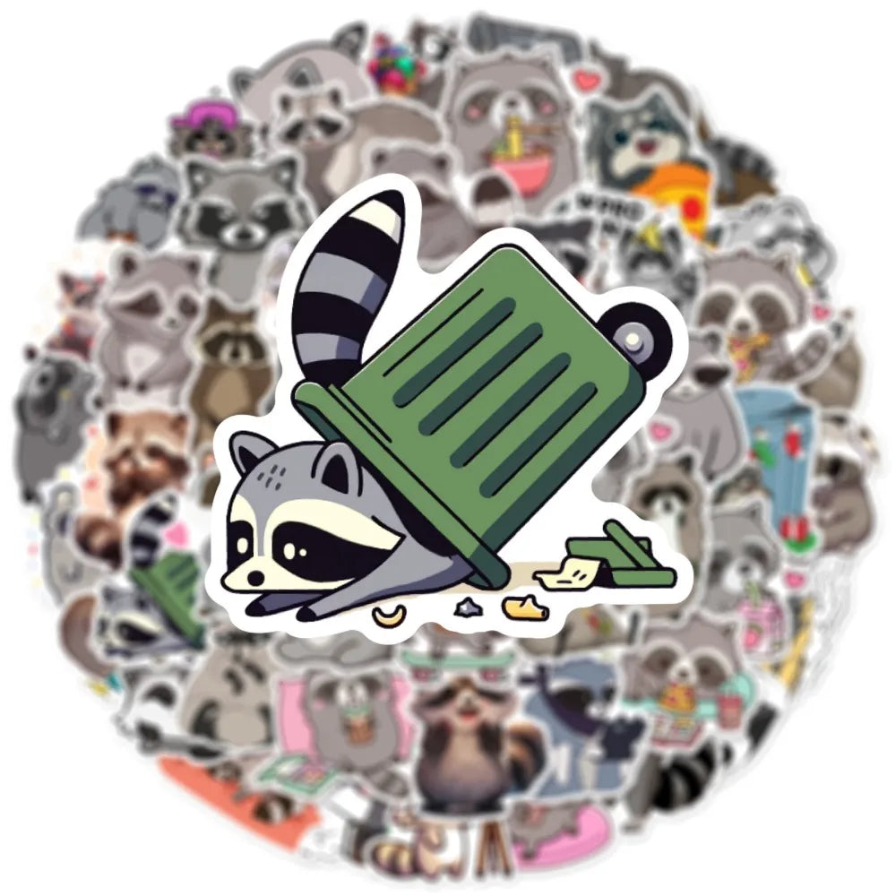 Raccoon cartoon stickers perfect for kids, teens, and creative decoration