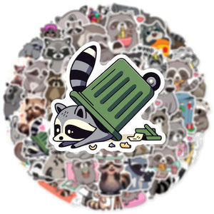 Raccoon cartoon stickers perfect for kids, teens, and creative decoration