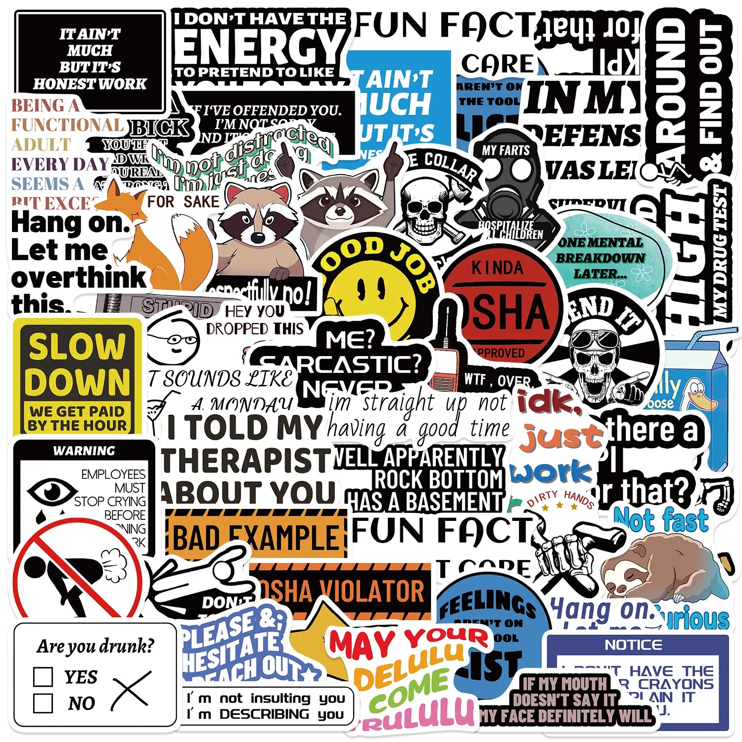 Reusable PVC vinyl stickers with funny sayings and bright high-quality printing