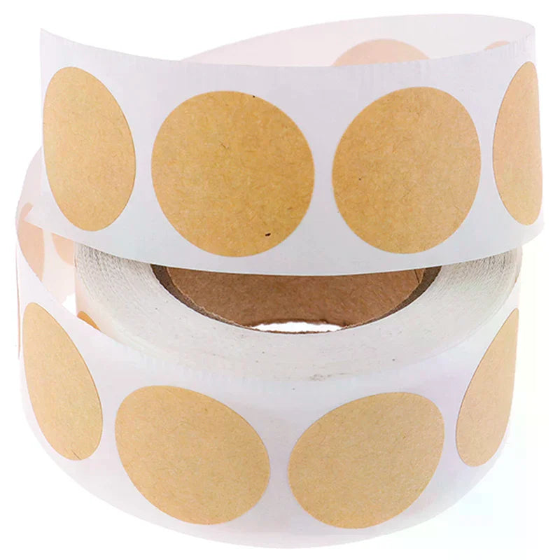 Roll of 500 blank round paper label stickers with self adhesive backing