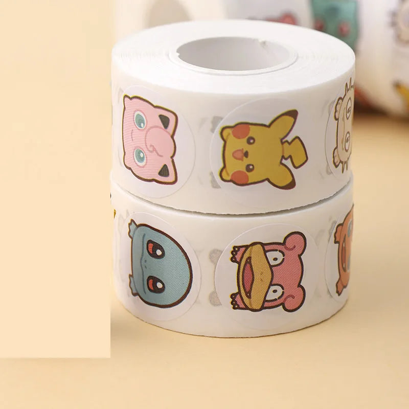 2.5 cm round kawaii sticker roll made from durable PVC for labeling and decoration