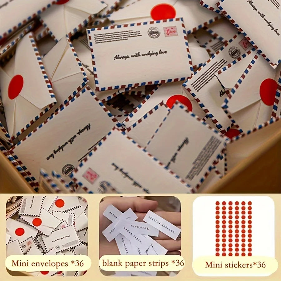 Round stickers included with mini envelopes for sealing love notes