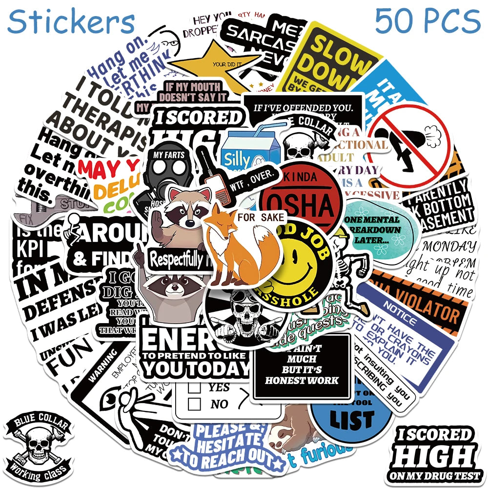 sarcastic cartoon decal stickers for everyday items