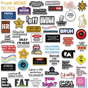 sarcastic prank meme stickers with humorous phrases