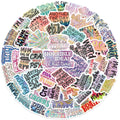 Sarcastic quote sticker pack with colorful funny phrases and bold typography