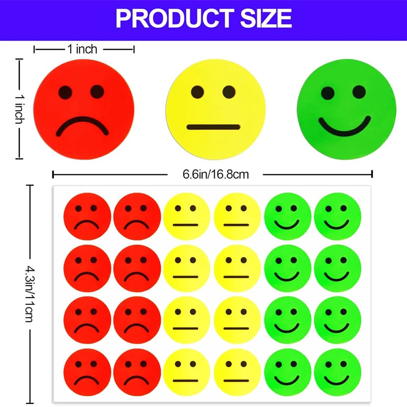Smiley and sad face reward stickers with colourful expressions for teachers and classrooms