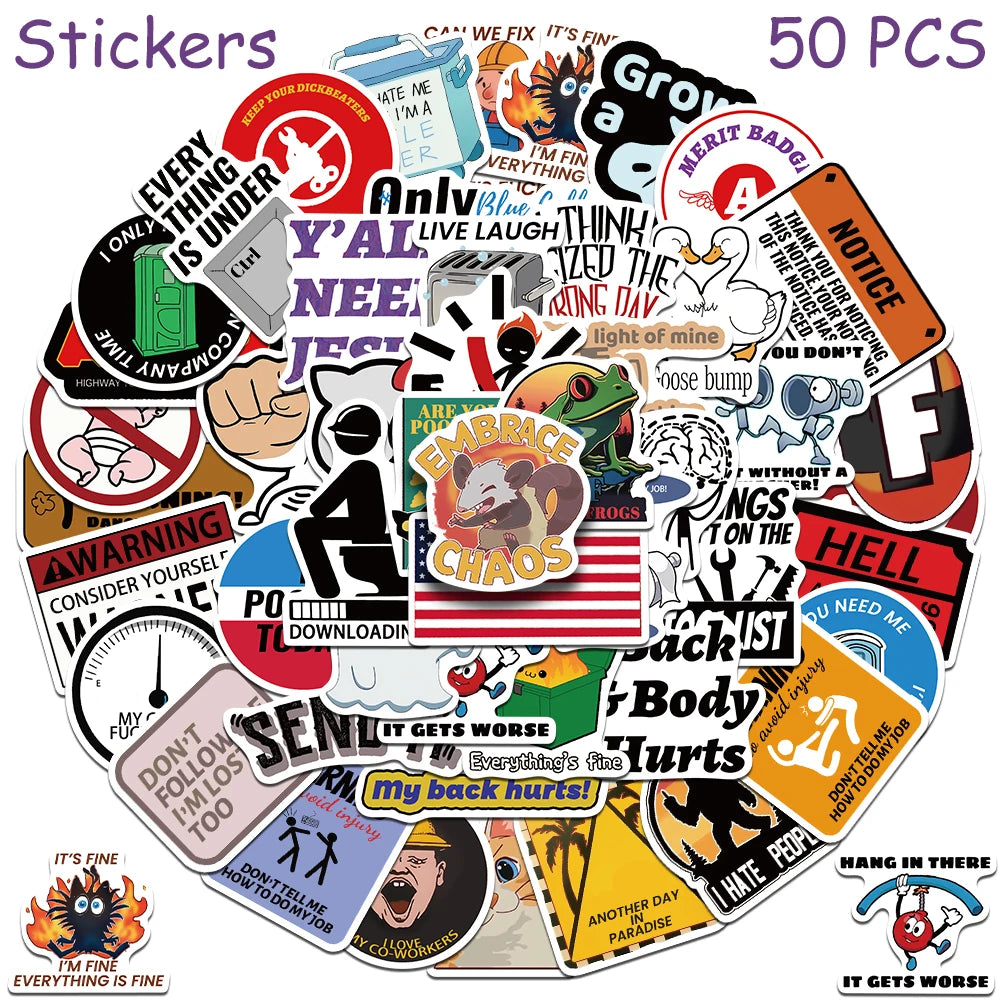 snarky cartoon sticker set with playful attitude