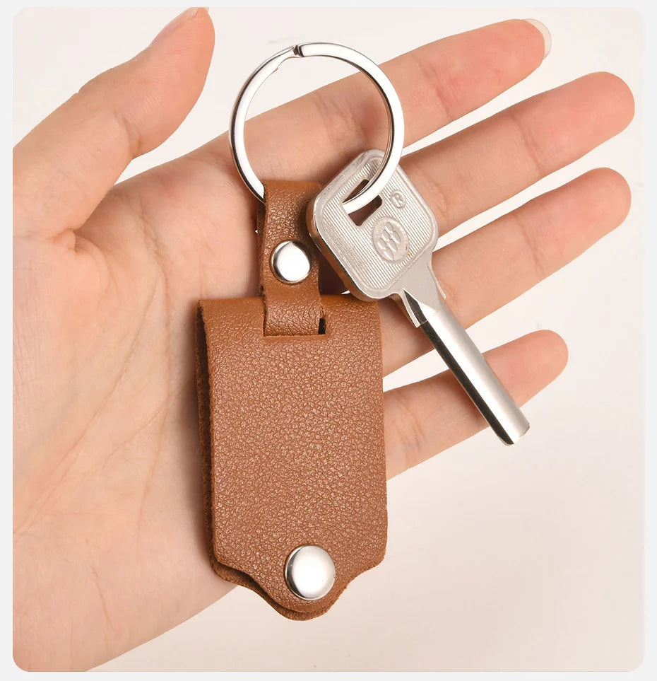 square leather photo keychain with zinc alloy frame