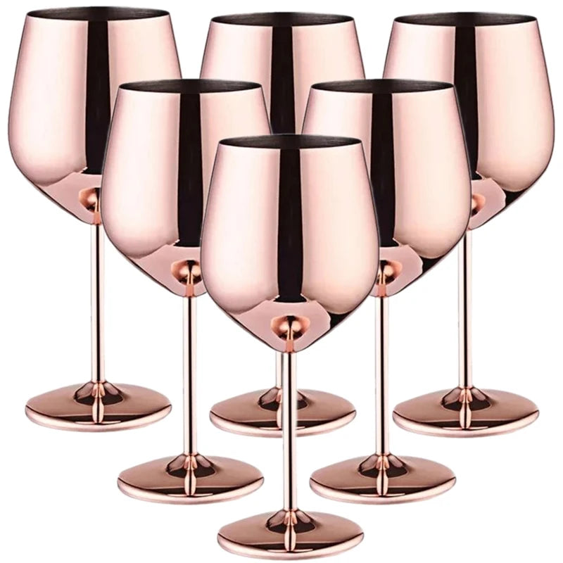 Stainless steel champagne glasses with elegant stem design