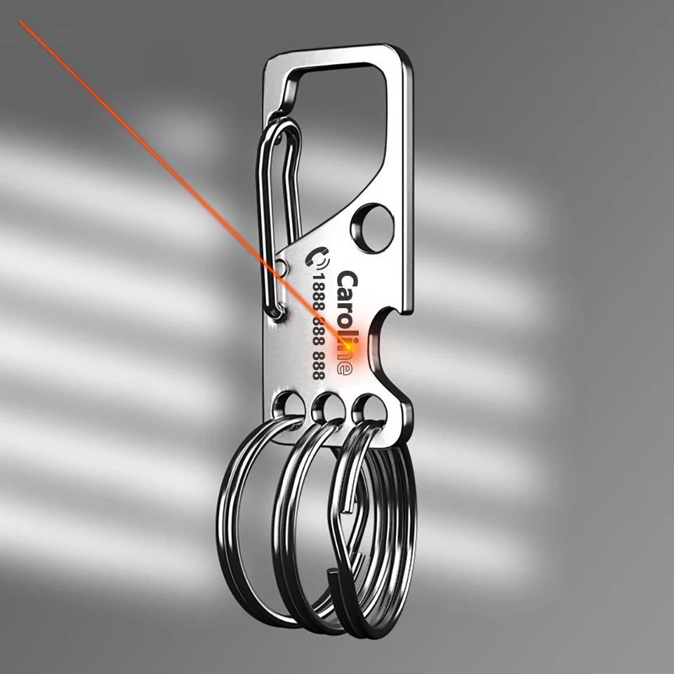 stainless steel keychain with laser engraved text