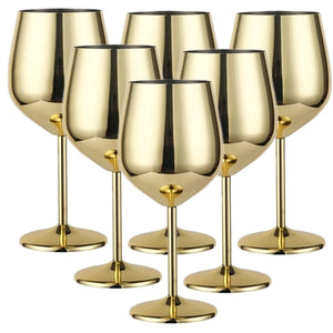 Stainless steel wine glasses used in bar and restaurant setting