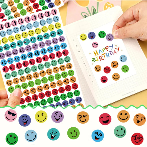 Teacher reward smiley face stickers used for student motivation and classroom activities