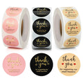 500 pcs thank you stickers roll with floral design, 1 inch round labels for gifts and packaging