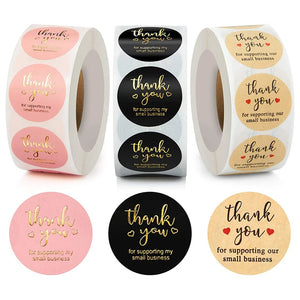 500 pcs thank you stickers roll with floral design, 1 inch round labels for gifts and packaging