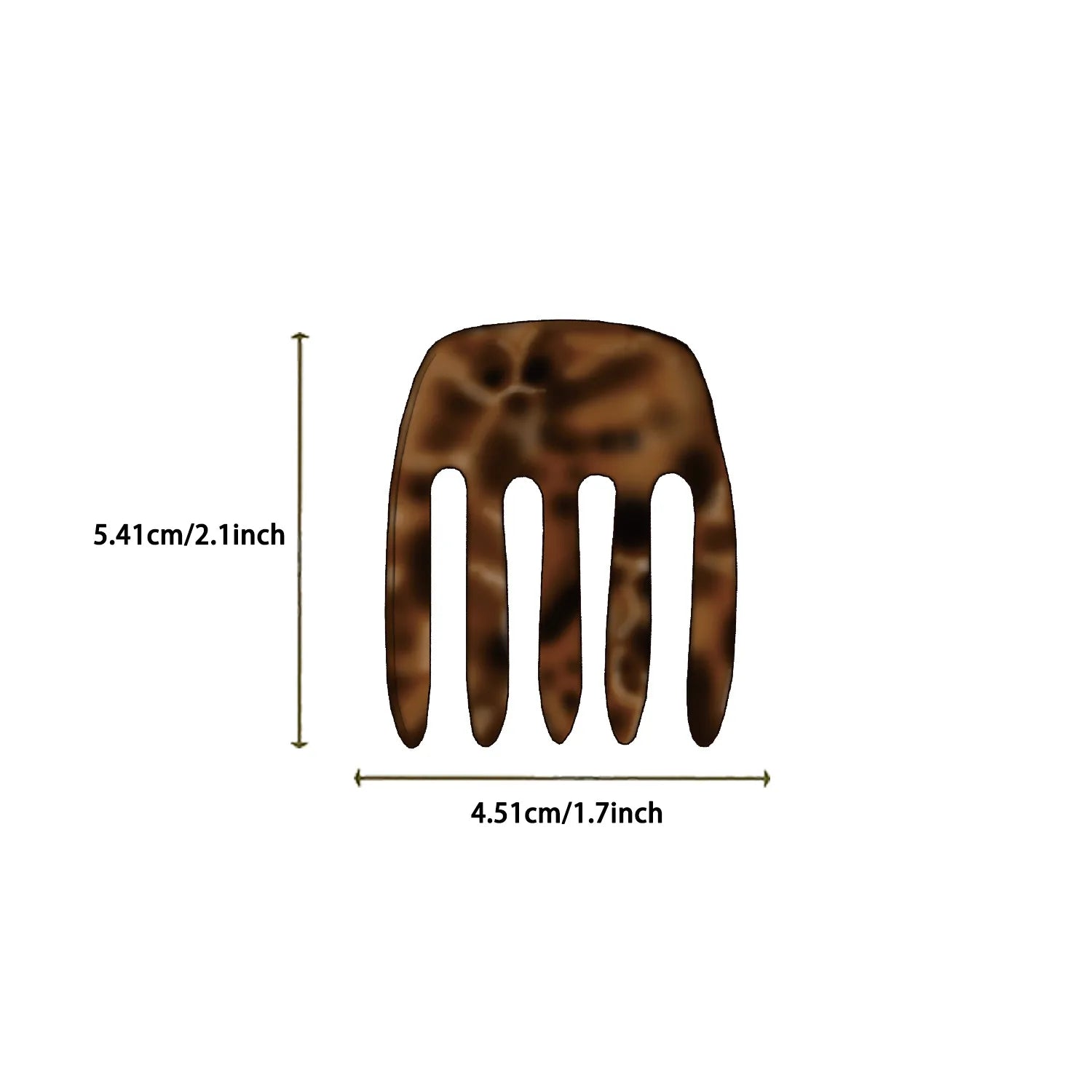 Tortoiseshell hair claw clip showing size dimensions of 5.41 cm height and 4.51 cm width on white background