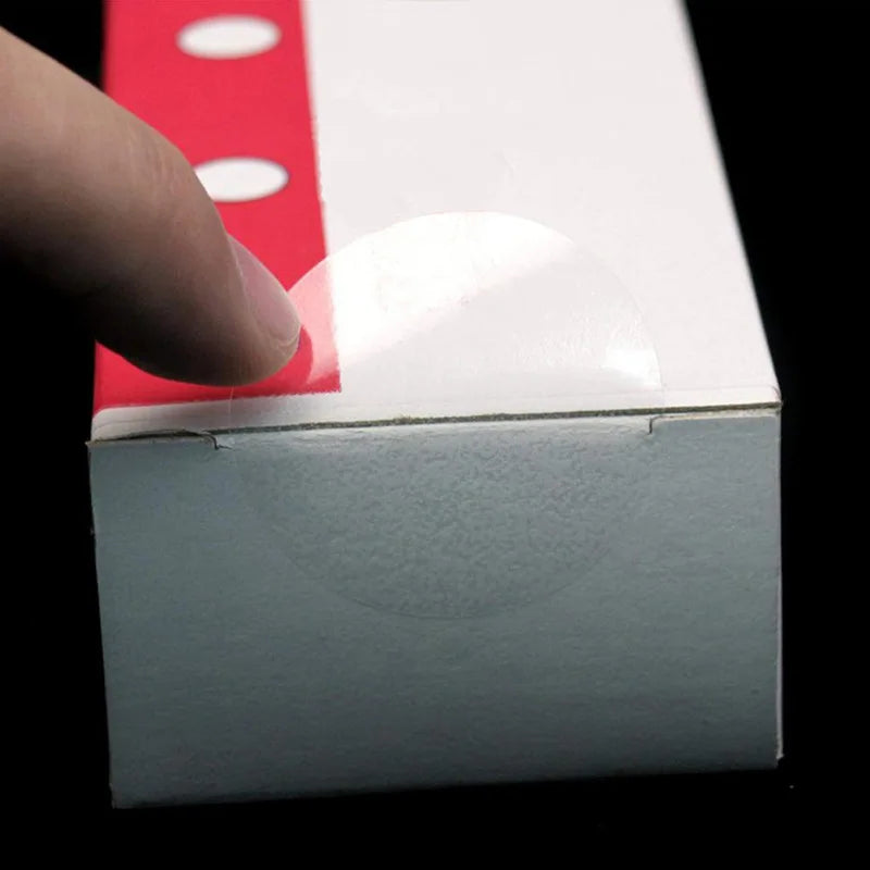 Transparent round label stickers used for handmade and small business packaging