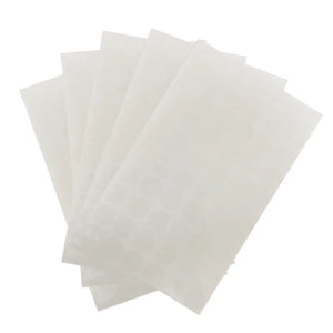 Clear transparent round stickers shown in 200 and 500 pieces packaging options