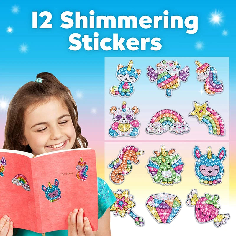 Unicorn themed diamond art sticker set for kids creative craft play