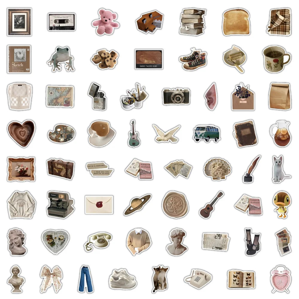 Waterproof vintage VSCO stickers applied on luggage and suitcase