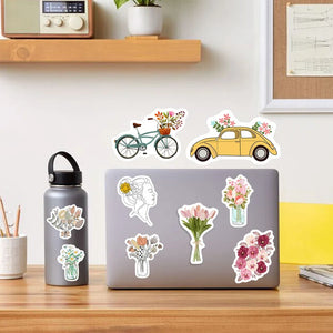 Waterproof floral stickers designed for DIY crafts and everyday decoration