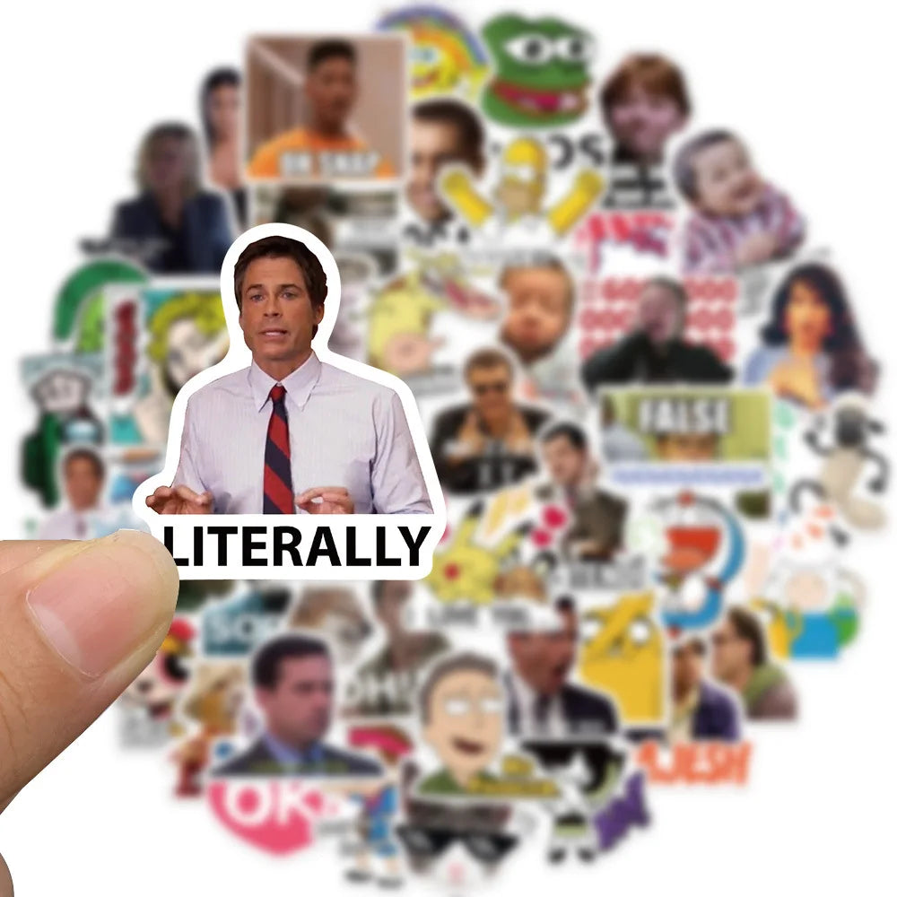 Waterproof meme stickers decorating a reusable water bottle without peeling