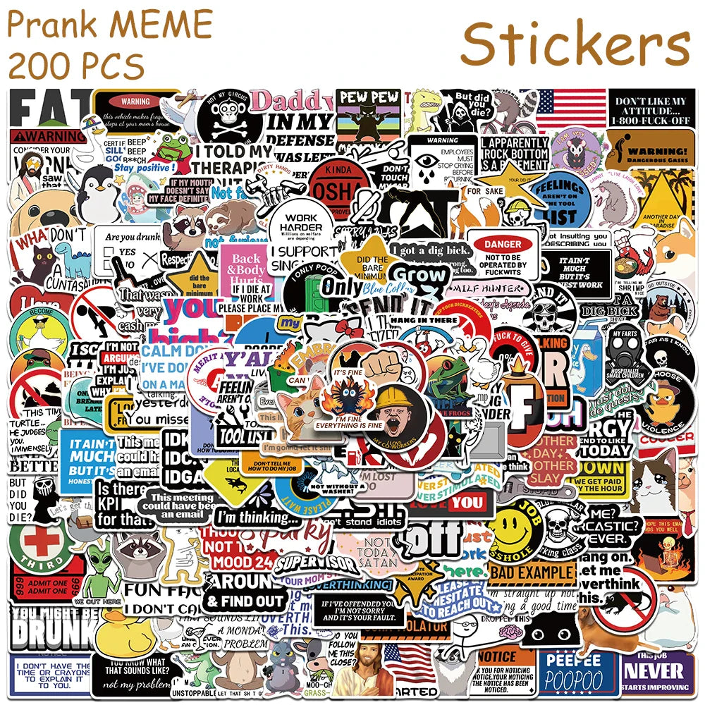 Waterproof snarky meme sticker decals for laptop, phone and water bottle decoration