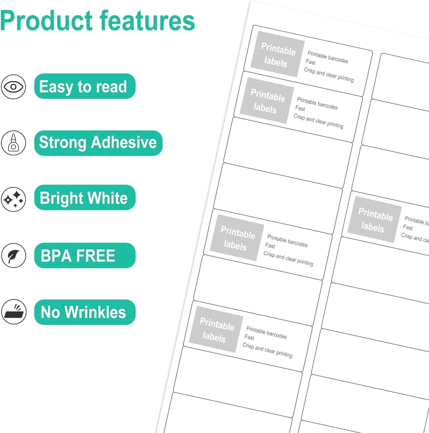 White printable mailing label sheets for home and business use
